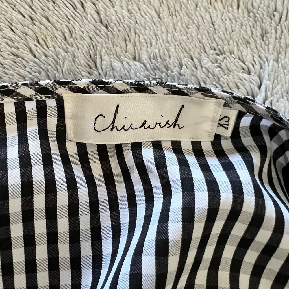 CHICWISH Black and White Gingham Wrap Top XS - Picture 9 of 12